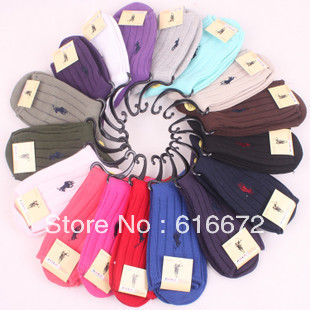 The 10 PCS Free shipping thicker combed cotton socks men women POLO couple cotton in tube socks wholesale