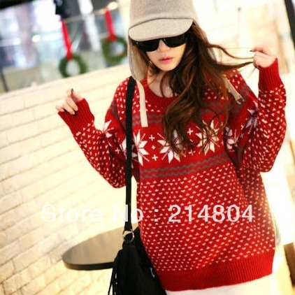 The 2012 new Japan edition snow wave pattern computer embroidery warm Christmas long sweater{Wholesale & Retail} HZY-007
