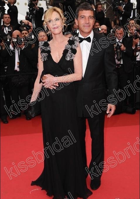 The 65th Festival De Cannes New Style V-Neck Strapless Flower Sexy Long Evening Dress/Celebrity Dress 2012