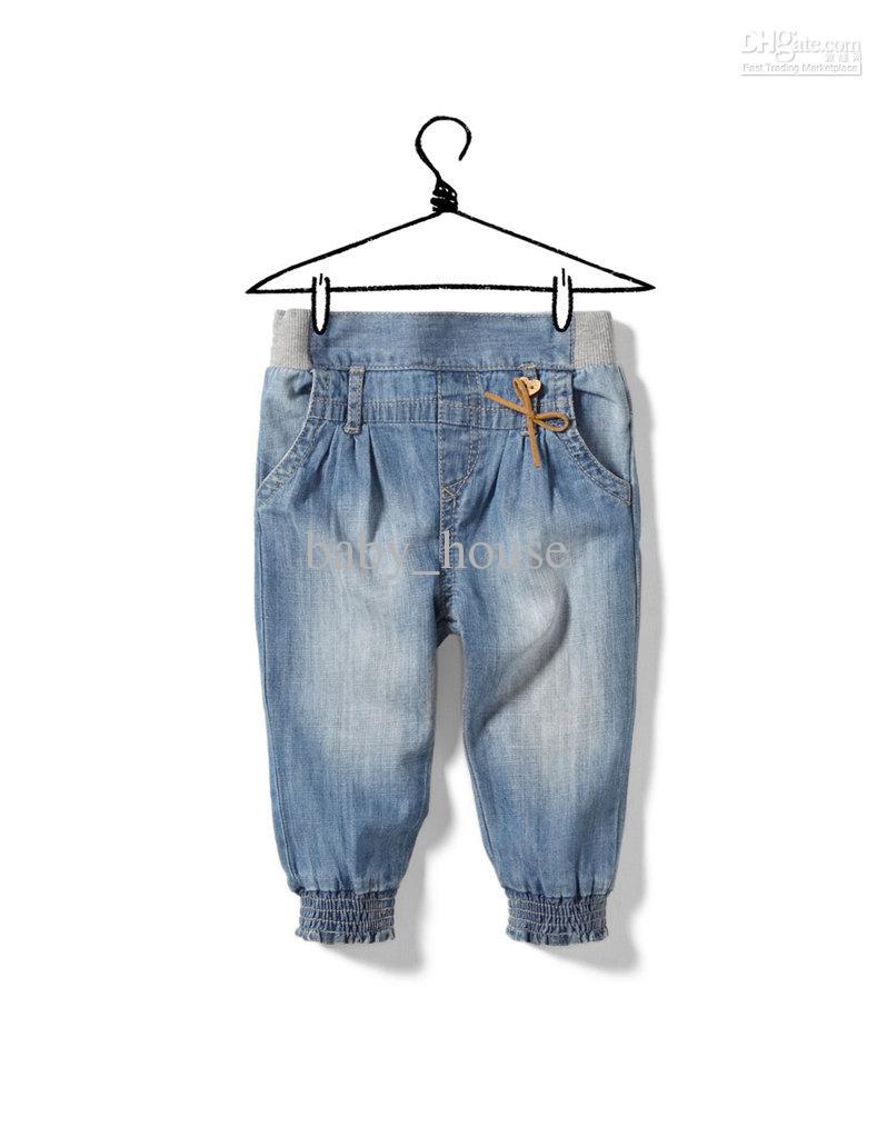 The autumn goods new children pants girl pants denim trousers legs cotton clip(6pcs/lot)