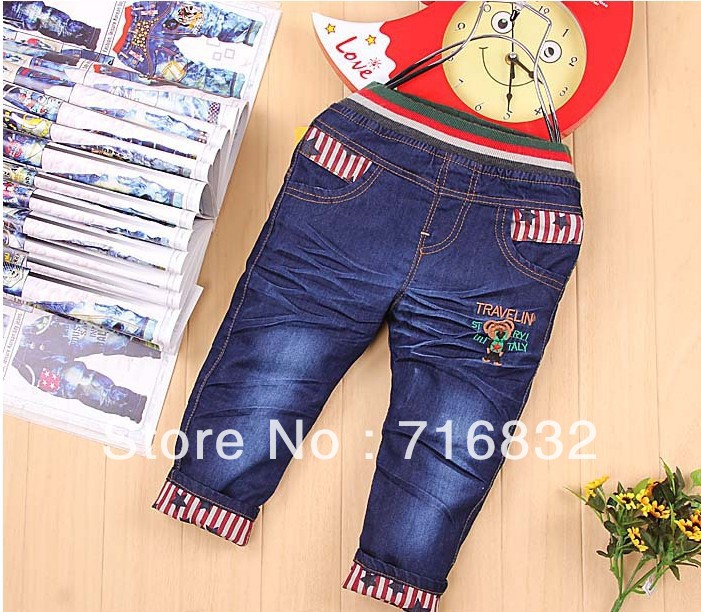 The baby jeans pocket spring han star baby jeans in children's pants boy bear trousers