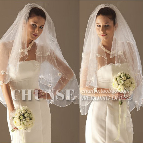 The bride accessories multi-layer veil bride wedding hair accessory small bow pearl veil 1.5 meters
