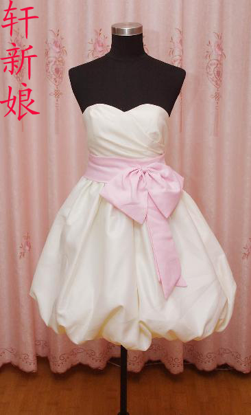 The bride pink belt satin wedding dress bridesmaid dress evening dress 2012