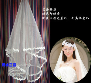 The bride wedding accessories veil anthoxanthin 1.5 meters hard yarn style red white drop shipping