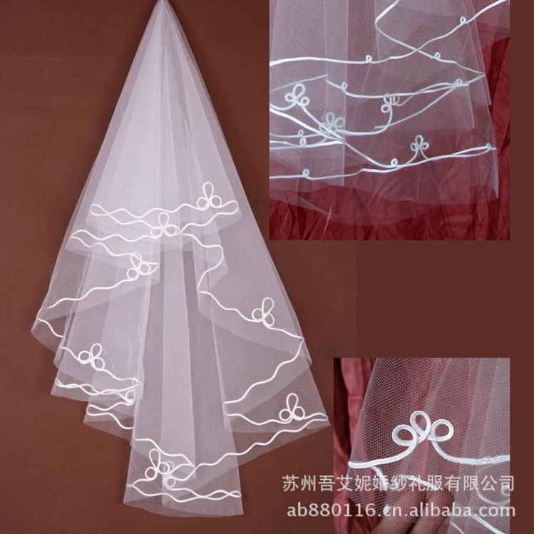 The bride wedding dress formal dress accessories veil t05-1.5 m beige line single tier simple veil