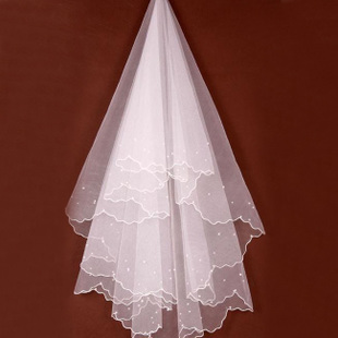 The bride wedding dress formal dress high quality bride white pearl the wedding veil 1.5 meters hair accessory