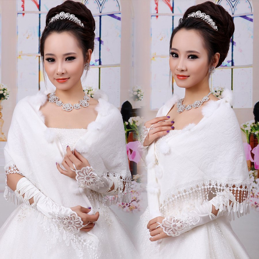 The bride wedding dress shawl shawl with lace white thin little jacket in spring and autumn