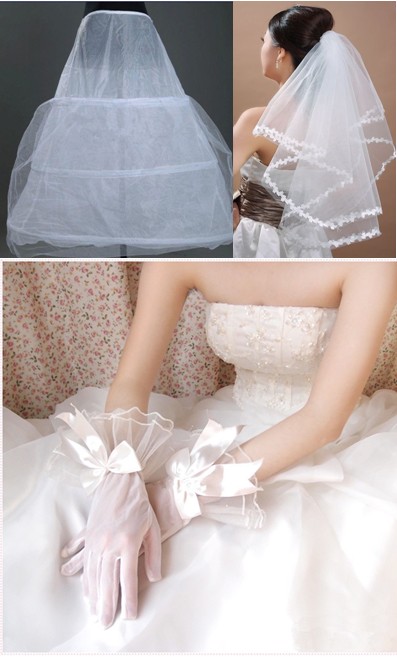 The bride wedding dress supplies fashion wedding accessories veil pannier gloves piece set married ml-1110