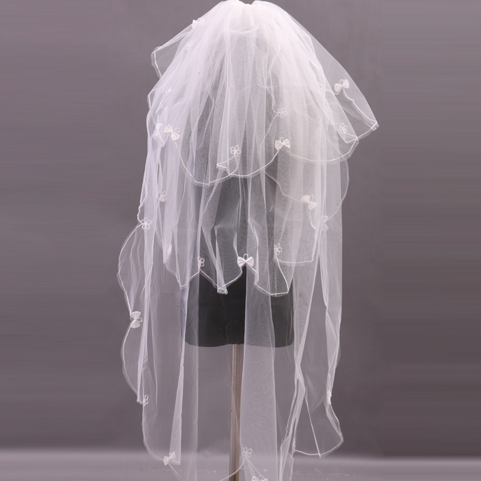 The bride wedding dress ultra long multi-layer lace veil gloves wedding dress formal dress accessories 401