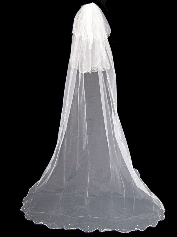 The bride wedding dress ultra long pearl 3 meters train veil pearl veil