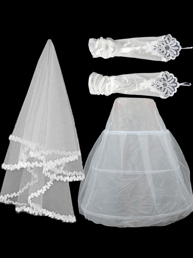 The bride wedding dress veil gloves pannier piece set skirt