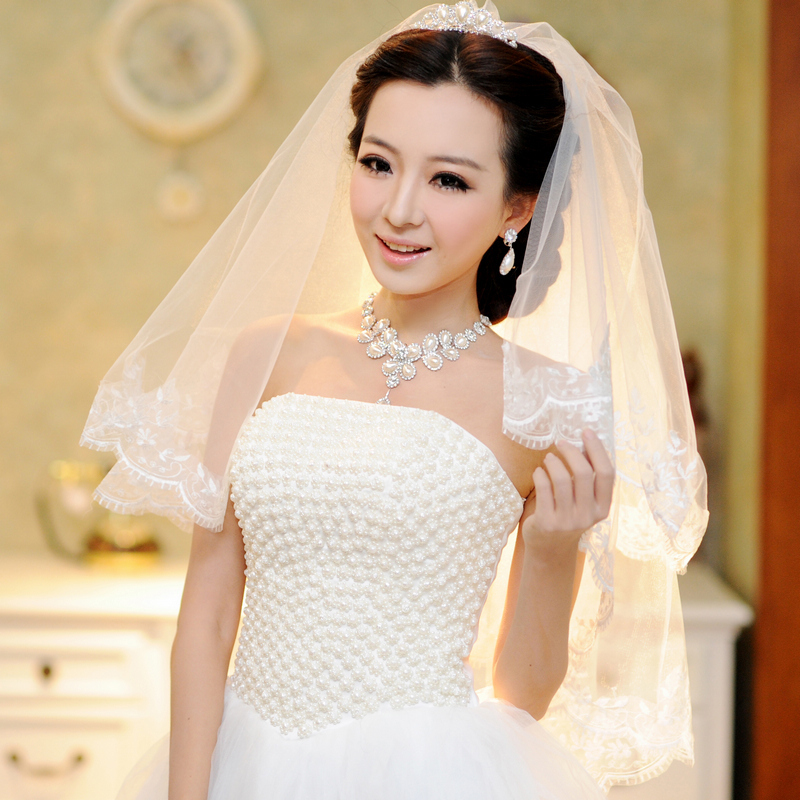 The bride wedding dress veil lace long veil decoration 1.5 meters train veil married long design accessories 3