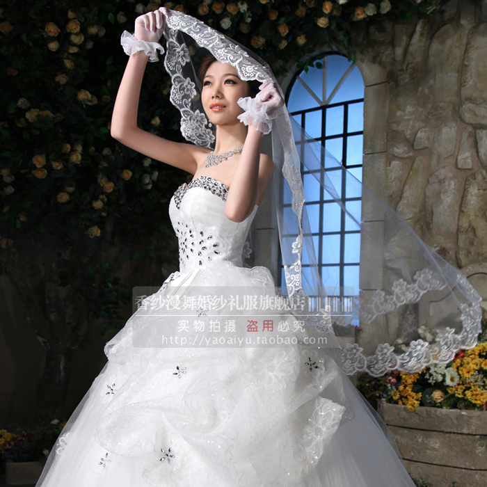 The bride wedding dress veil lace long veil decoration 1.5 meters veil married long design accessories
