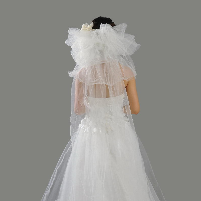 The bride wedding dress veil multi-layer cul-de-lampe interspersion train veil fluffy wedding dress veil