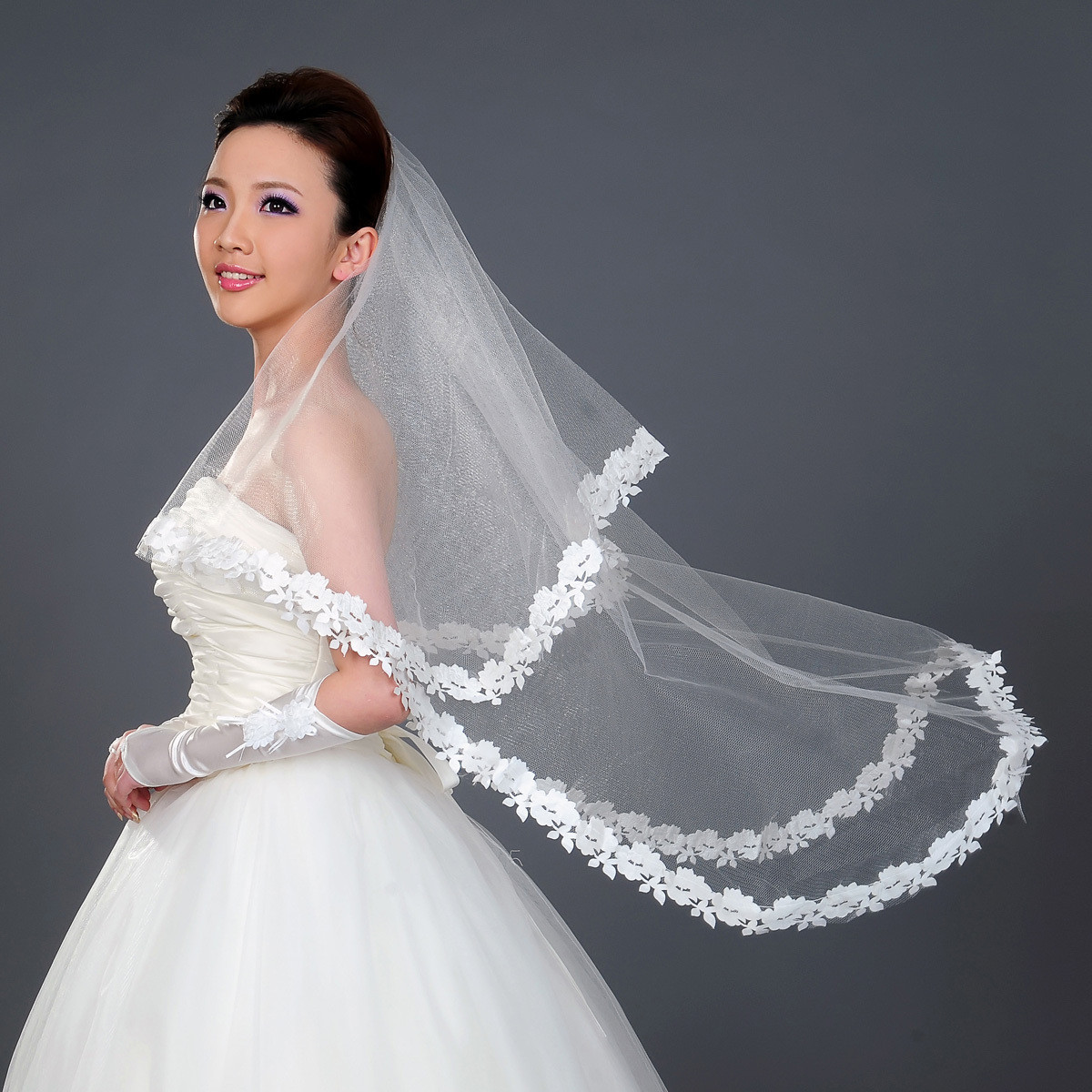 The bride wedding dress veil wedding hair accessory computer laciness veil