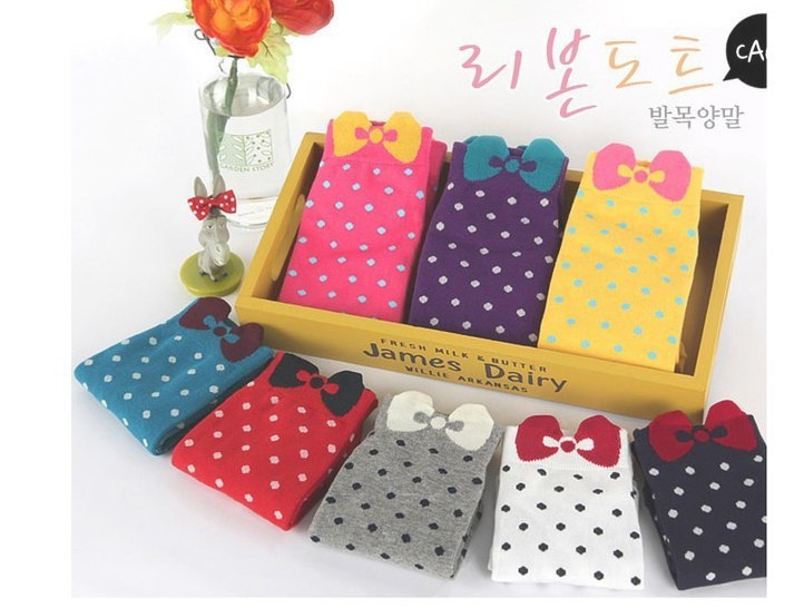 The candy-colored socks cute bow boat socks socks cotton socks wholesale