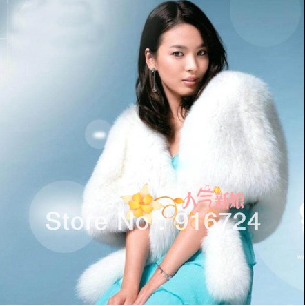 The Cheapest  Wholesale New Ivory bridal accessories artificial fur shawl