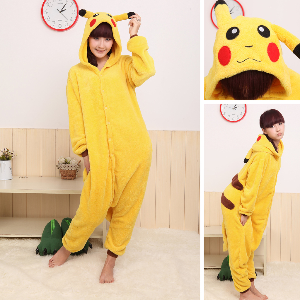 The coral velvet Pikachu Siamese cartoon animal lovers pajamas