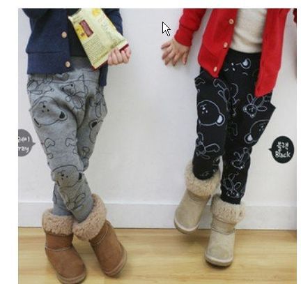 The cotton lovely bear warm trousers 4pcs/lot girls boys Children's leisure pants KP020 Free shipping