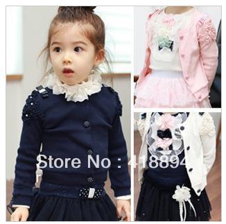 The European and American style girl baby age season cardigan children small coat of the girls