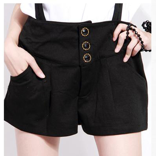 The fashion leisure black waist line buckle condole belt in the ultra mini shorts suspenders pants