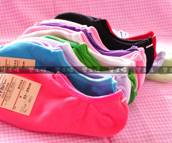 The female package mouth socks foreign trade cotton Nvwa Muji socks solid color Nvwa boat socks