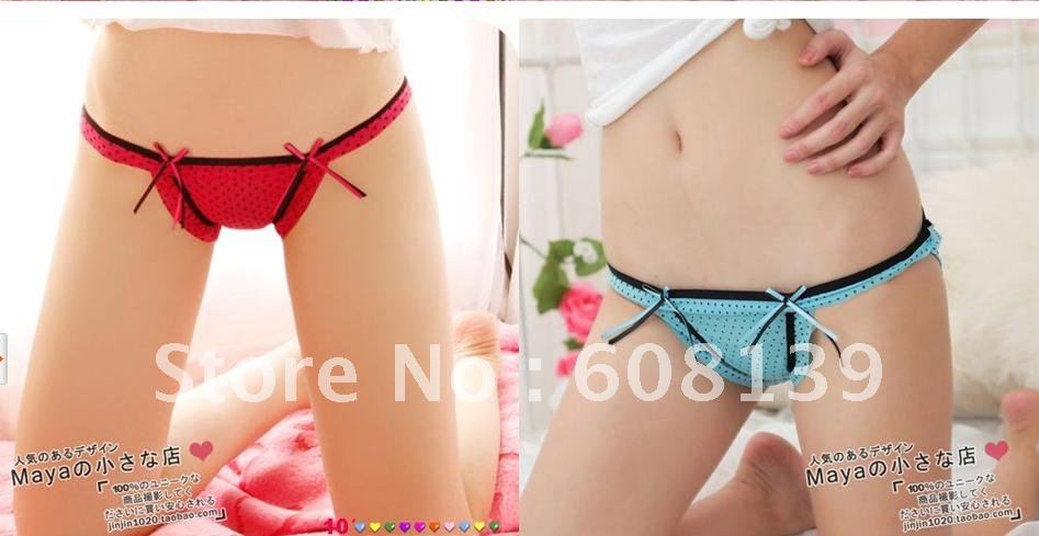 The five-pointed star net yarn bowknot ladies underwear sexy low waist briefs female