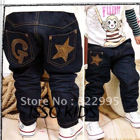 The G letter star Spiraea children jeans elastic waist  A527