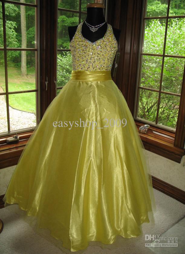 The latest design and manufacture of Yellow Girls Pageant Gown Flower Girl Dress
