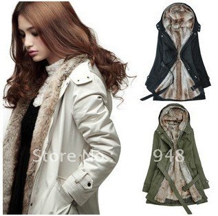 The latest style 3 colours New Hooded Women's Fur Winter With Faux Fur Ling Long Coat Outerwear free shipping