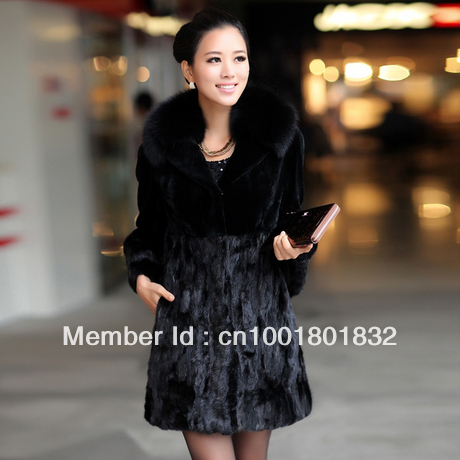 The new 2013 winter women's mink fur long fox collars spell mink coat of cultivate one's morality