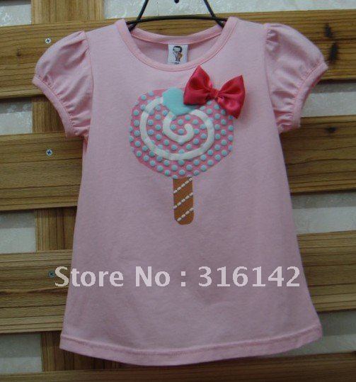 The new design fashion shirt   Free shipping 5pcs/lot baby short sleeve T-shirts flower t shirt girls t-shirt 8932 -1 pink