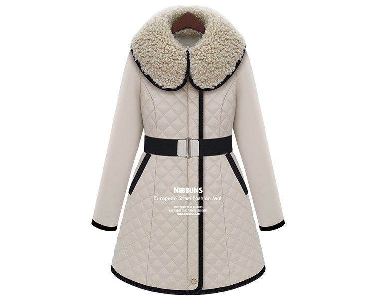 The new elegant in black and white long coat winter slim slim padded female Parka womens free shipping
