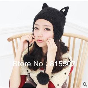 The new Korea purchasing imported lady wool hat cute cat ears Ladies Hat Free shipping
