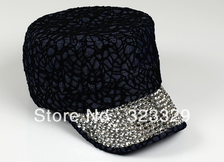 The new lace rhinestones flat top cap