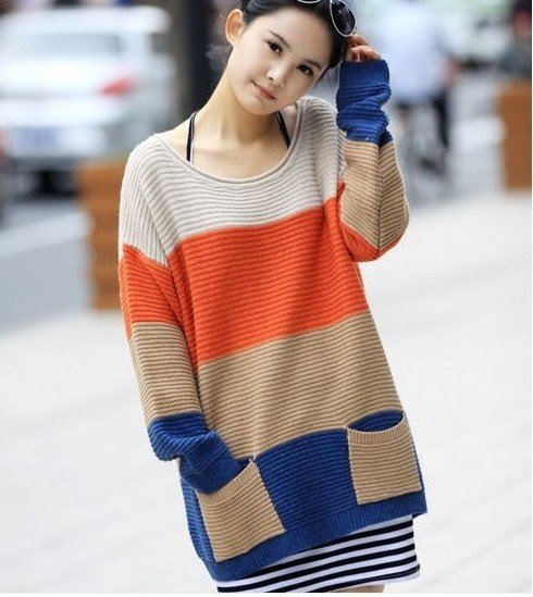 The new medium style large size sweater dress comfortable leisure bats wooly coat
