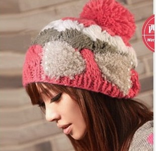 The New Style Cap 1386 Lovely Autumn Winter Hats For Women Han Edition Twist Ball Caps With  Bowknot Pearl Knitted Hat