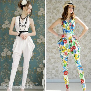 The new temperament fold waisted Harlan vest women  jumpsuit