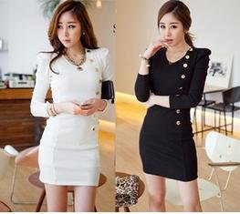 The newest design fall korea cassic sexy decoration woman dress free shipping