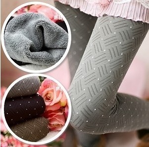 The package of slanting stripe dot legging socks winter warm thickening double layer bamboo charcoal warm pants ankle length