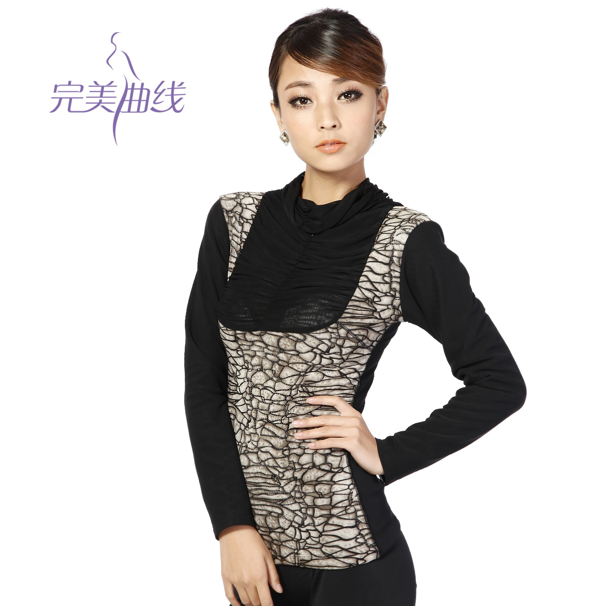 The perfect curve of autumn and winter heap turtleneck basic top body shaping tiebelt beauty care black slimming underwear