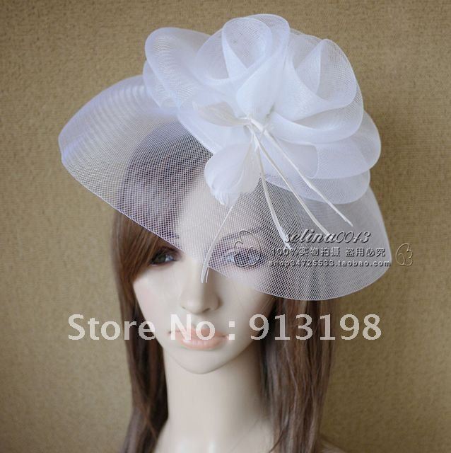 The royal wedding of imported hard mesh veil feather flowers big brim small hat headdress hair ornaments fascinator hats