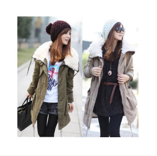 The Simple Design Style winter lamb hair thicker the large lapel coat