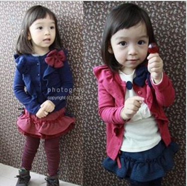 The spring of 13, Korean girls big bow flower cardigan / long-sleeved Princess flower shirt 2 colors free shipping