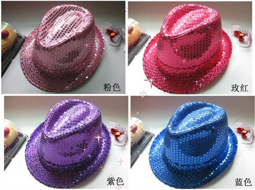 The Stage Cap Sequins Jazz Dress Hats For Men and Women Stage Performances Birthday Cap hat-007