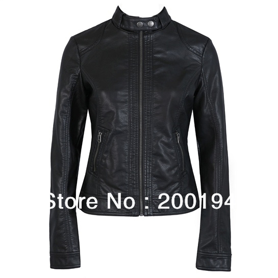 The subsection, single Pimkie washed PU leather motorcycle jacket Slim female short paragraph leather large size wholesale