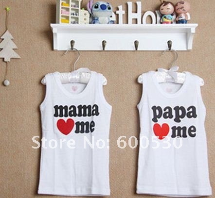 The summer models of child cotton vest , boys and girls hurdles vest baby vest that I love my parents  free shipping