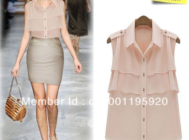 The summer of 2012 the new European and American big upscale sleeveless chiffon shirt blouses