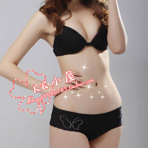 The temptation of seamless low-waist women's trigonometric panties black panties 687