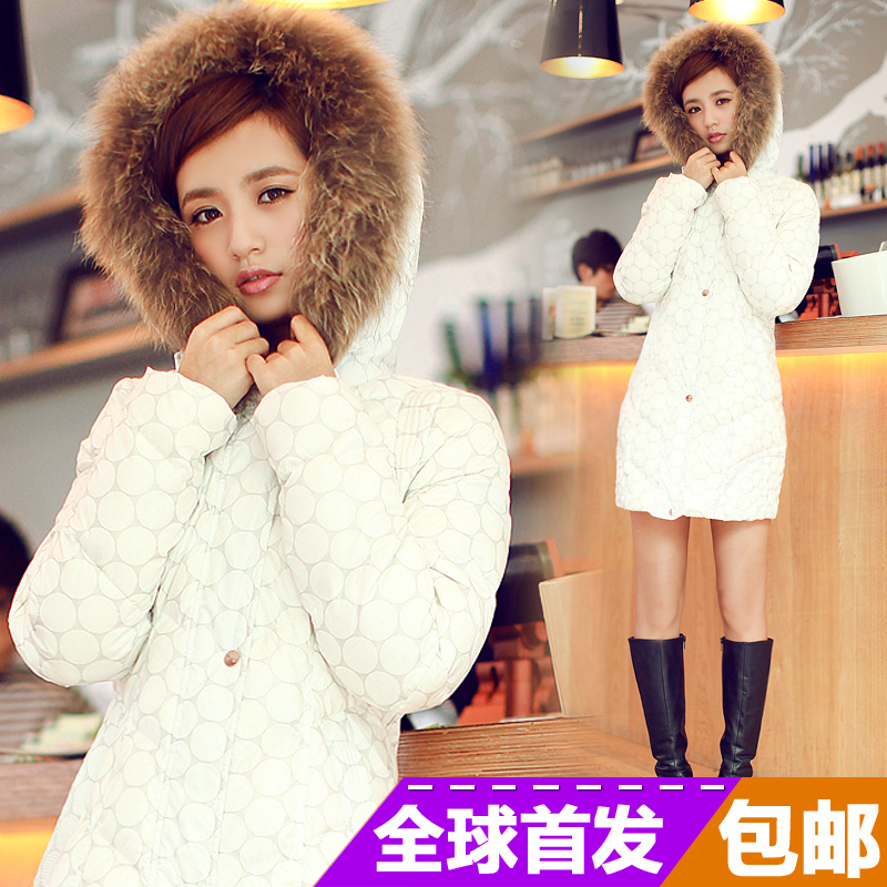 The trend of the autumn and winter women down coat medium-long long-sleeve fur collar single breasted female outerwear down coat